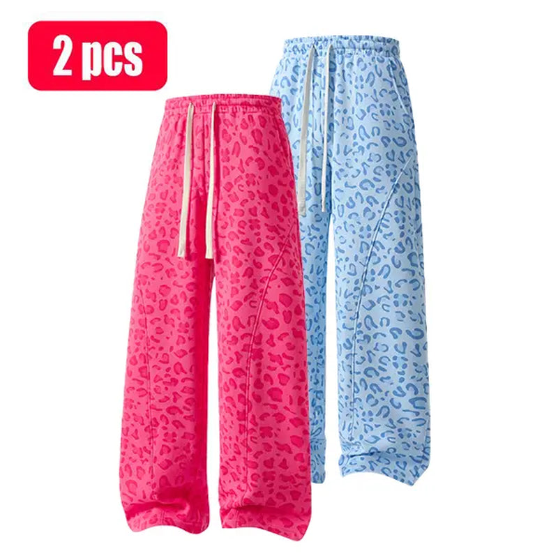 Unisex Leopard-Print Casual Trousers with Side Pockets, Lightweight and Breathable Soft Fabric, Loose Comfortable Casual Sweatpants, Ideal for Daily Wear and All-Year Running