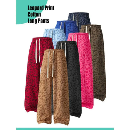 Unisex Leopard-Print Casual Trousers with Side Pockets, Lightweight and Breathable Soft Fabric, Loose Comfortable Casual Sweatpants, Ideal for Daily Wear and All-Year Running