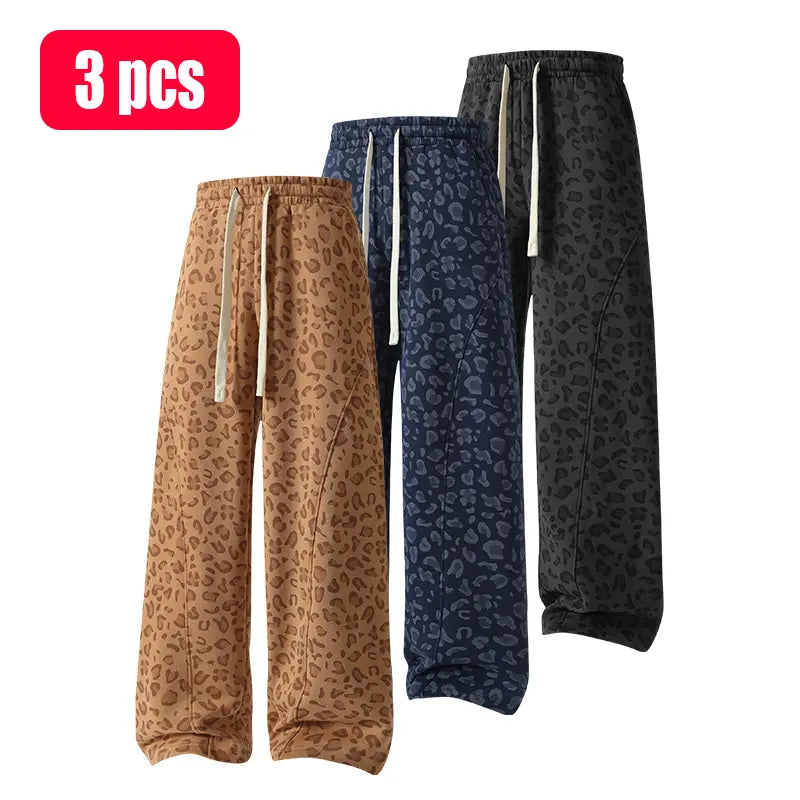 Unisex Leopard-Print Casual Trousers with Side Pockets, Lightweight and Breathable Soft Fabric, Loose Comfortable Casual Sweatpants, Ideal for Daily Wear and All-Year Running
