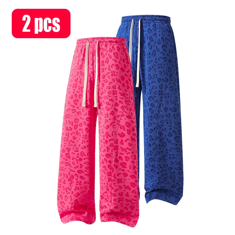 Unisex Leopard-Print Casual Trousers with Side Pockets, Lightweight and Breathable Soft Fabric, Loose Comfortable Casual Sweatpants, Ideal for Daily Wear and All-Year Running