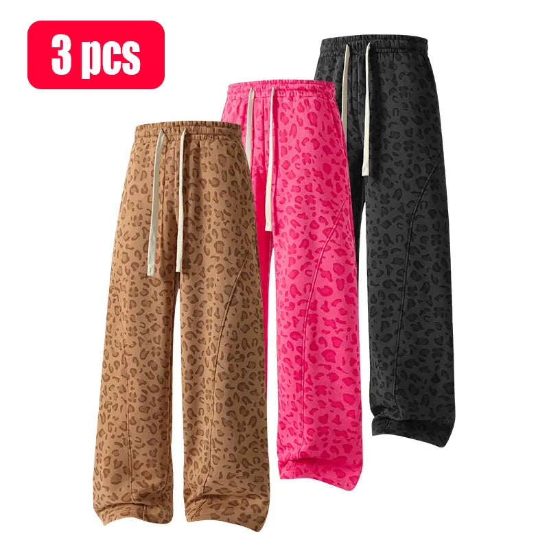 Unisex Leopard-Print Casual Trousers with Side Pockets, Lightweight and Breathable Soft Fabric, Loose Comfortable Casual Sweatpants, Ideal for Daily Wear and All-Year Running