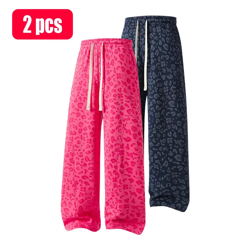 Unisex Leopard-Print Casual Trousers with Side Pockets, Lightweight and Breathable Soft Fabric, Loose Comfortable Casual Sweatpants, Ideal for Daily Wear and All-Year Running