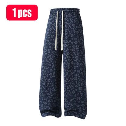 Unisex Leopard-Print Casual Trousers with Side Pockets, Lightweight and Breathable Soft Fabric, Loose Comfortable Casual Sweatpants, Ideal for Daily Wear and All-Year Running
