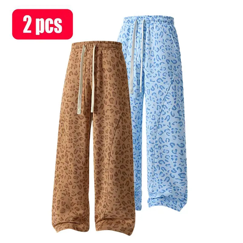 Unisex Leopard-Print Casual Trousers with Side Pockets, Lightweight and Breathable Soft Fabric, Loose Comfortable Casual Sweatpants, Ideal for Daily Wear and All-Year Running