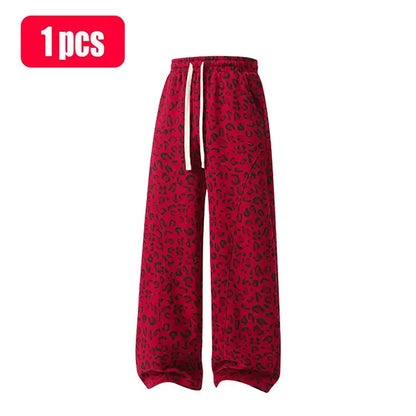 Unisex Leopard-Print Casual Trousers with Side Pockets, Lightweight and Breathable Soft Fabric, Loose Comfortable Casual Sweatpants, Ideal for Daily Wear and All-Year Running