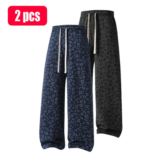 Unisex Leopard-Print Casual Trousers with Side Pockets, Lightweight and Breathable Soft Fabric, Loose Comfortable Casual Sweatpants, Ideal for Daily Wear and All-Year Running