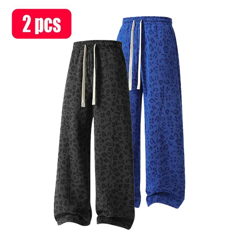 Unisex Leopard-Print Casual Trousers with Side Pockets, Lightweight and Breathable Soft Fabric, Loose Comfortable Casual Sweatpants, Ideal for Daily Wear and All-Year Running