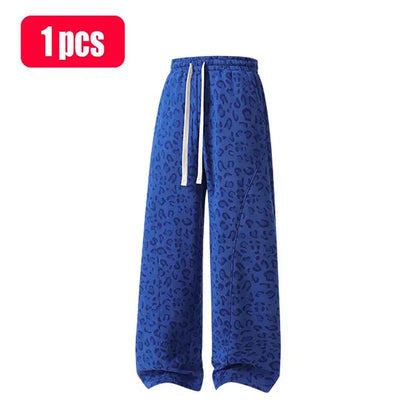 Unisex Leopard-Print Casual Trousers with Side Pockets, Lightweight and Breathable Soft Fabric, Loose Comfortable Casual Sweatpants, Ideal for Daily Wear and All-Year Running